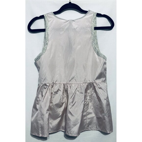 J Crew Womens Size XS Gray Stripe Linen Silk Sleeveless Blouse A7433 NEW - Picture 2 of 4